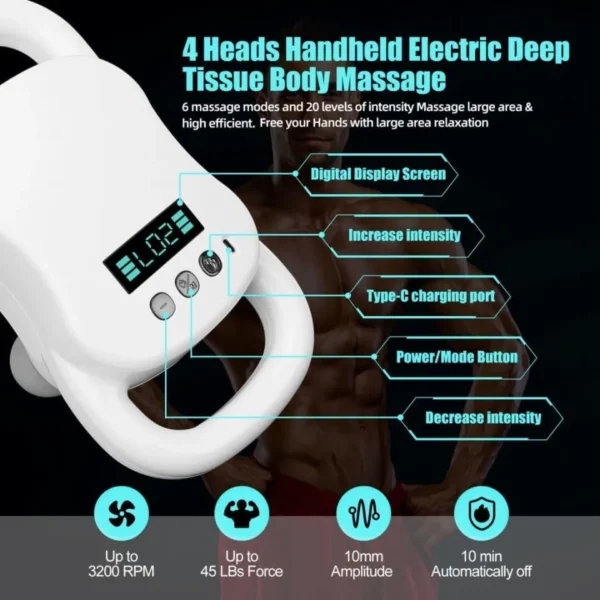 Blueidea BLD-330 Powerful 4-Head Muscle Massager Gun (30W) Best Price in Pakistan - Image 7
