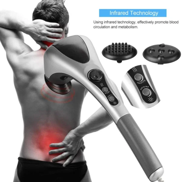 Blueidea Double Head Full Body Massager Full Body Hand Held Double Headed Massage Machine Massage Hammer Infrared Massager Handheld Deep Tissue Massager Electric Double Head Massager for Muscles Back Foot Neck Shoulder Leg Calf Pain Reliefa