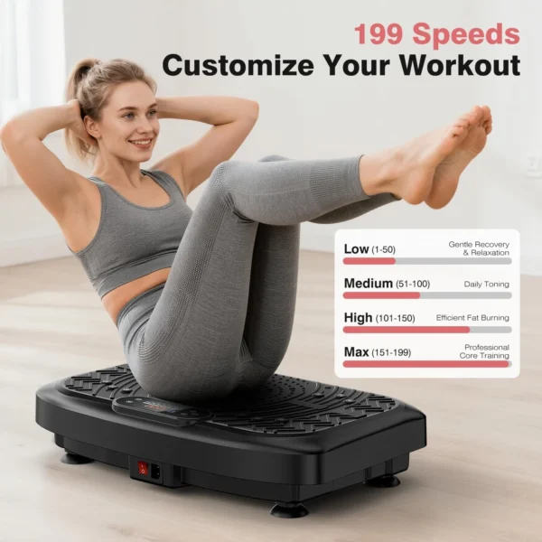 Blueidea Vibration Plate Exercise Machine 450 Lbs Capacity,Vibrating Plate for Lymphatic Drainage,Power Shake Plate 199 Speeds for Weight Loss,Full Body Vibration Platform Machines for Women Men - Image 4