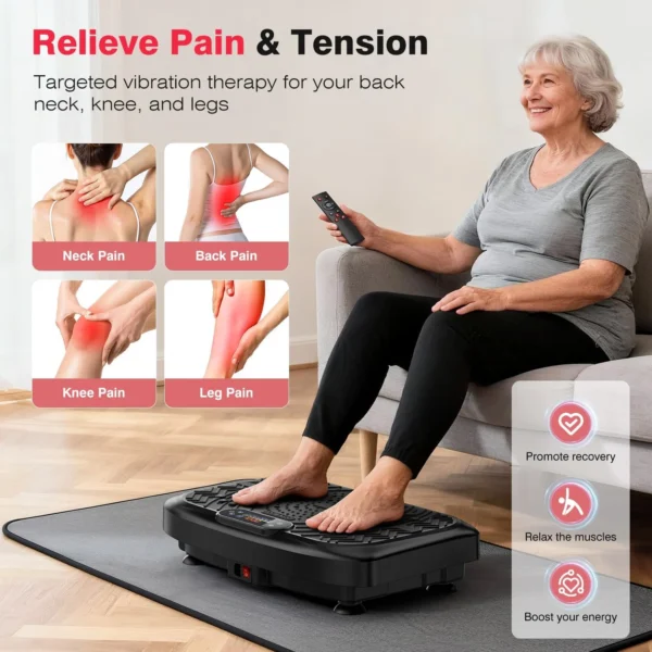 Blueidea Vibration Plate Exercise Machine 450 Lbs Capacity,Vibrating Plate for Lymphatic Drainage,Power Shake Plate 199 Speeds for Weight Loss,Full Body Vibration Platform Machines for Women Men - Image 5