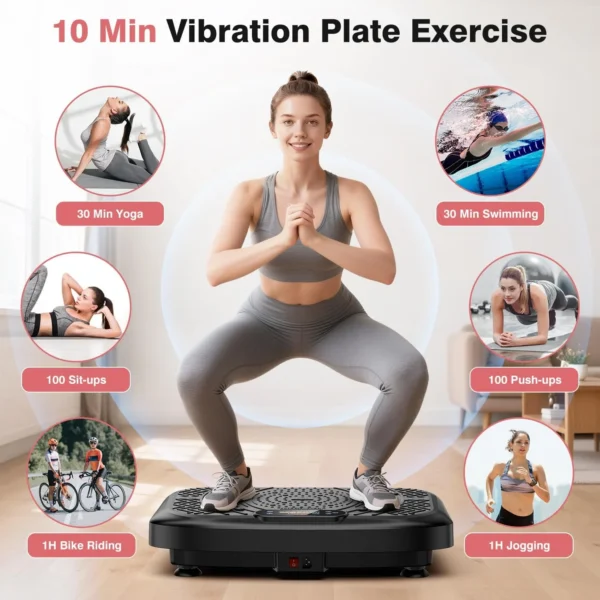 Blueidea Vibration Plate Exercise Machine 450 Lbs Capacity,Vibrating Plate for Lymphatic Drainage,Power Shake Plate 199 Speeds for Weight Loss,Full Body Vibration Platform Machines for Women Men - Image 8