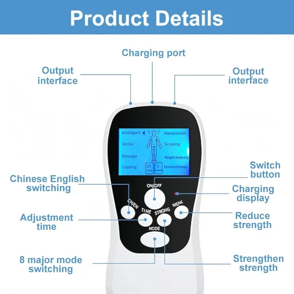 Alternative view of Blueidea BLD-610 3-in-1 TENS EMS Digital Therapy Machine Best Price in Pakistan