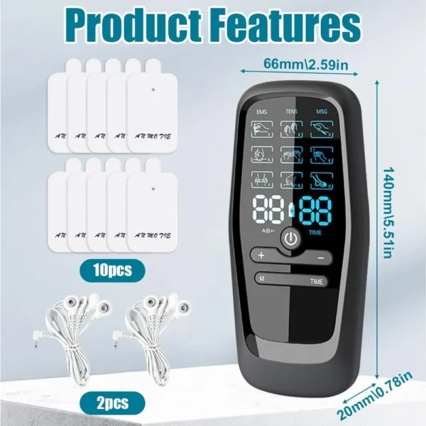 Blueidea Dual Channel TENS & EMS Period & Labour Pain Simulator Machine (9 Modes, 10 Patches) | Best Price in Pakistan - Image 6