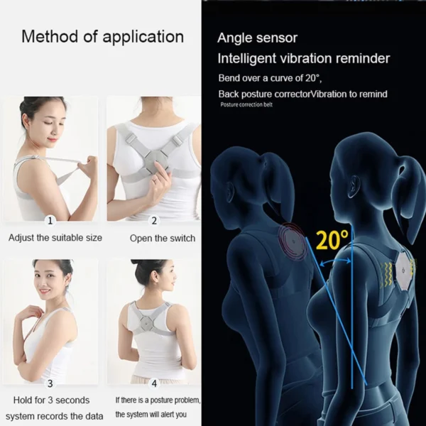 Blueidea Smart Posture Corrector – Vibration Sensor Reminder with Adjustable Shoulder & Back Support - Image 4