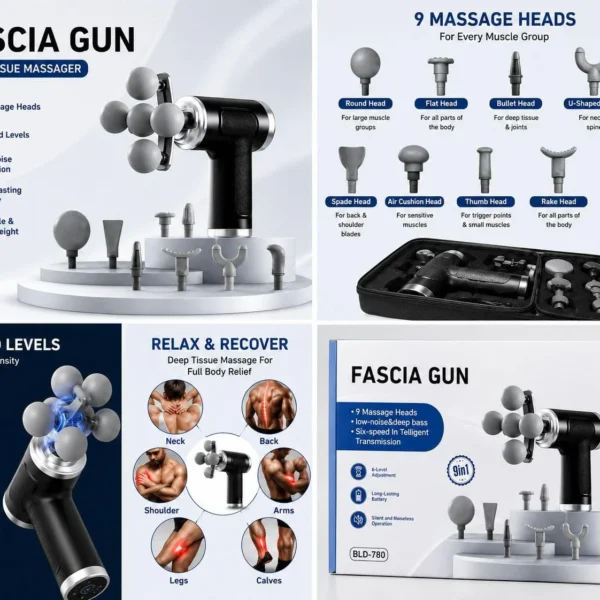 Blueidea BLD-780 9-in-1 Mini Fascial Gun Massager - Image 5