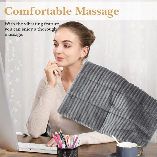 Blueidea Calming Heat Massaging Weighted Heating Pad – 3 Heat & 3 Vibration Settings, Auto Shut-Off Electric Pain Relief Pad for Back, Neck & Menstrual Cramps (4 lbs, 12x24 In) - Image 8